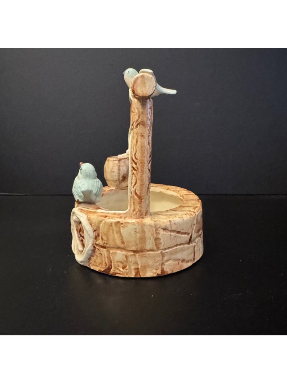 Ceramic Decorative Wishing Well Figurine / Planter Blue Birds Hand-Painted - Picture 6 of 13